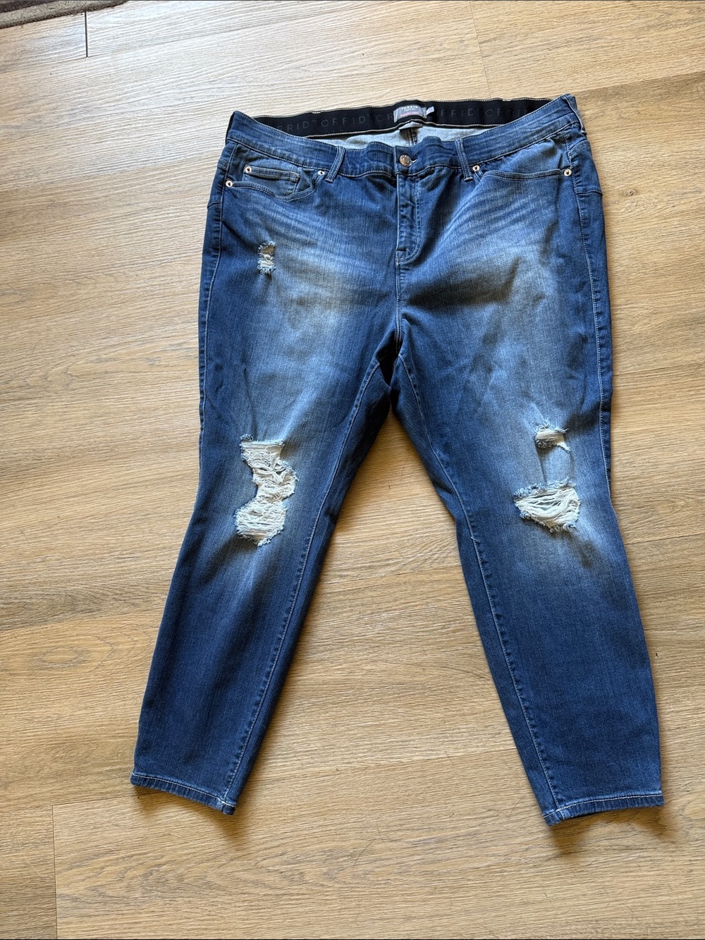 torrid Dark Blue Distressed Ankle Jeans